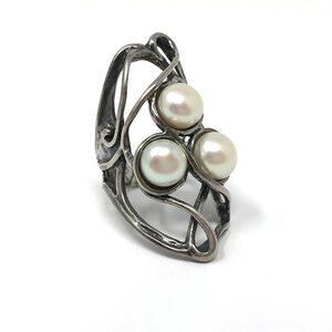 Shablool Didae Israel pearl and 925 sterling silver statement ring - sz 6 - 6.25